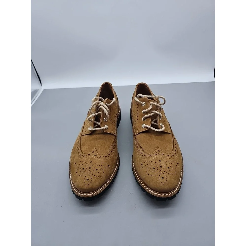 Mike Konos  Made in Italy Tan Suede Wingtip Oxford Shoes Sz 11.5 New